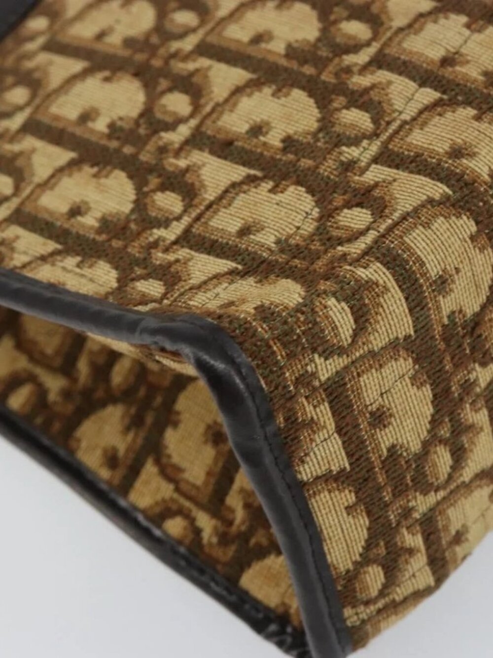 Christian Dior Trotter Canvas Shoulder Bag Beige Gold Auth - Picture 10 of 15